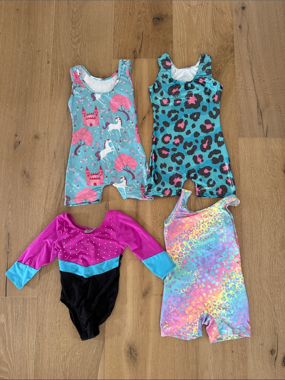 Girls' Bright Unicorn & Leopard One-Piece Rompers - Multicolor